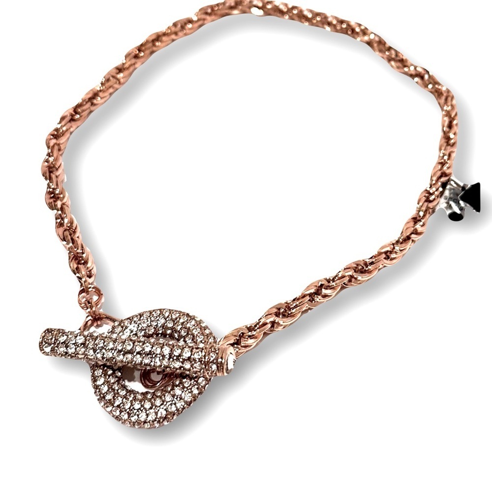 INC. Pave Crystal Rose Gold Oversized Toggle Bib Necklace NWT​ - Picture 3 of 9